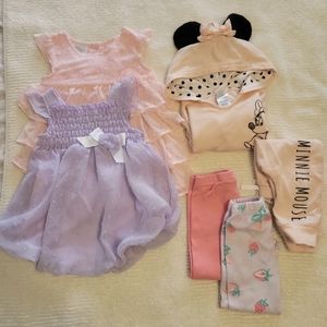 Baby girl 12 month dress and leggings set pink and purple Minnie mouse